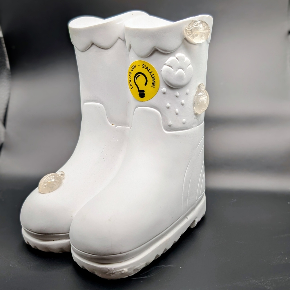 Kids DIY Crafts Ceramic White Rain Boots Bird House Approx 6" Tall